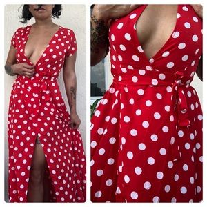 Red Polka Dot Long Dress!